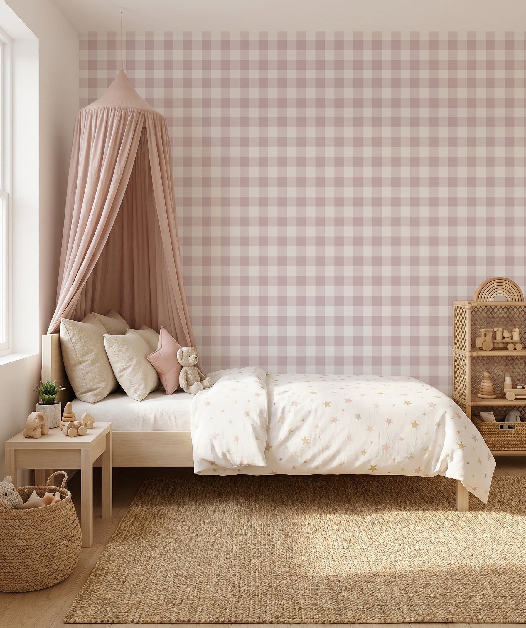 Papel pintado - Cuadro Vichy Rosa